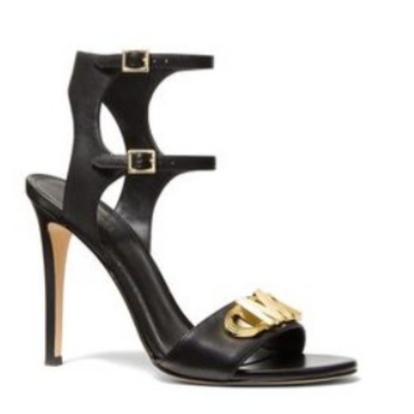 NEW Michael Kors Parker Black Leather Strappy  High Heel Sandals Women's Sizes - Picture 5 of 17